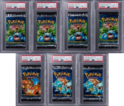 1999 Pokemon "Triangle Error" PSA-Graded Unopened Packs Collection (7) - Including Charizard, Blastoise (2) and Venusaur (4)